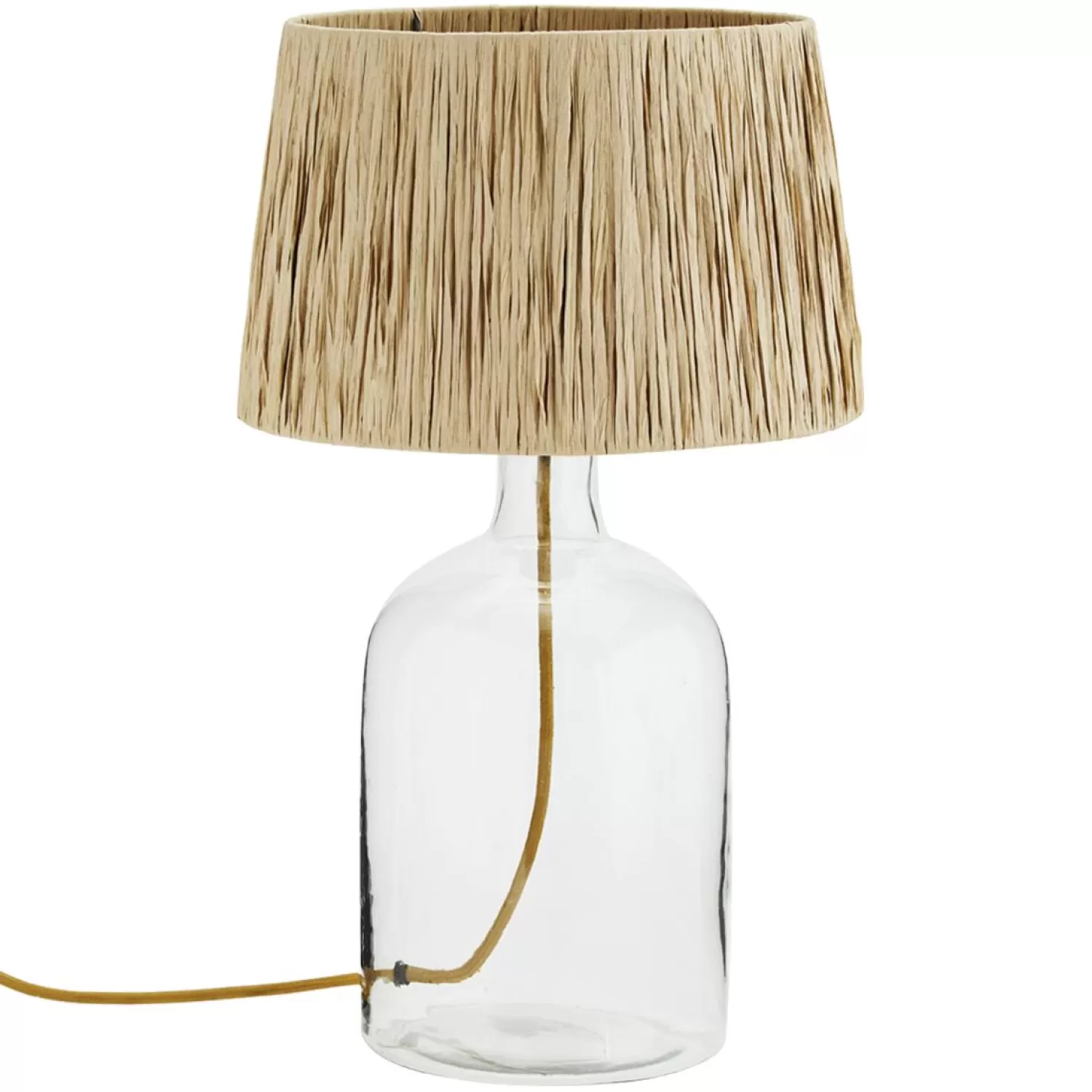 Madam Stoltz Table Lamps<Glass Table Lamp With Raffia Shade