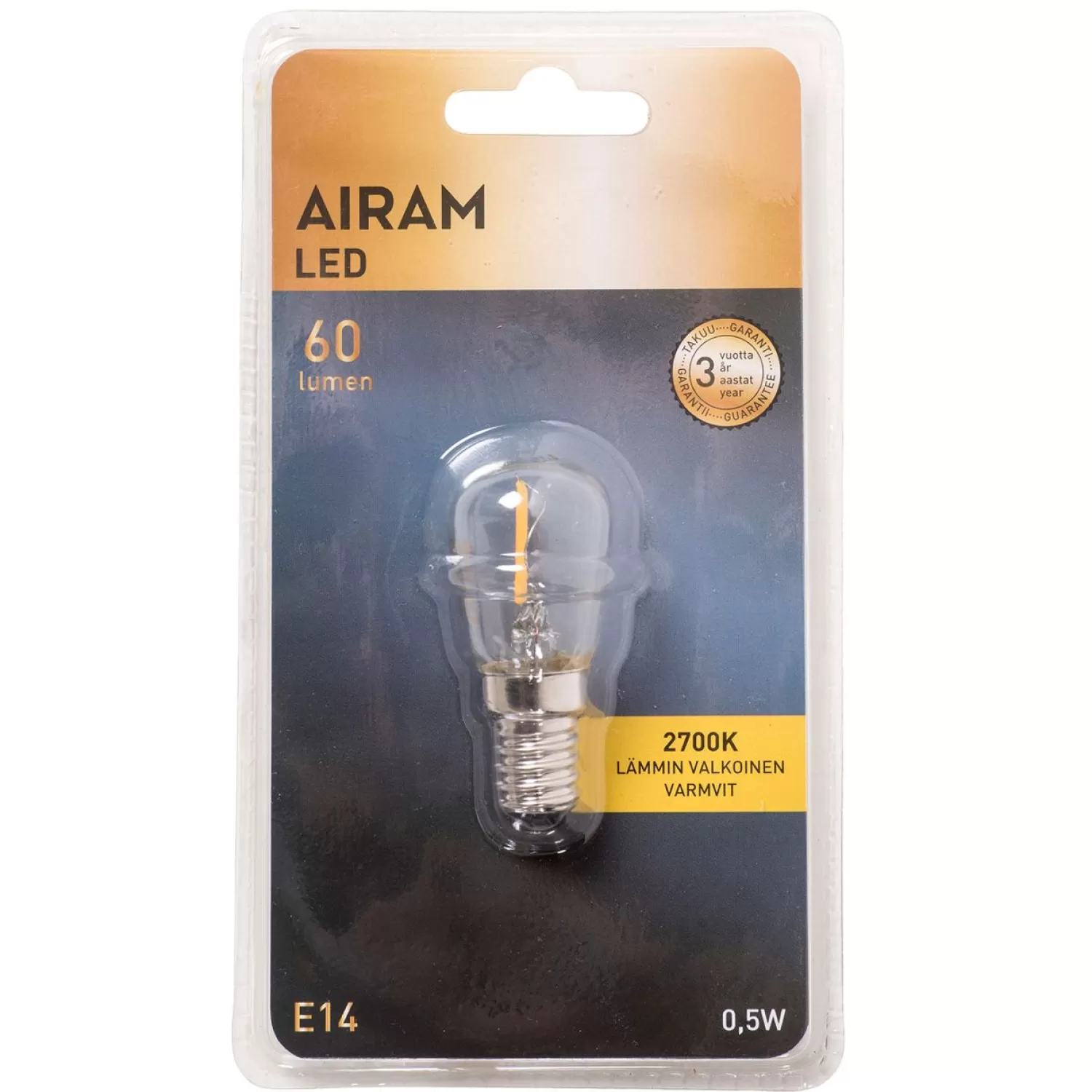 Airam Led Lamps<Led Filament T26 Pear 0.6W E14 60Lm