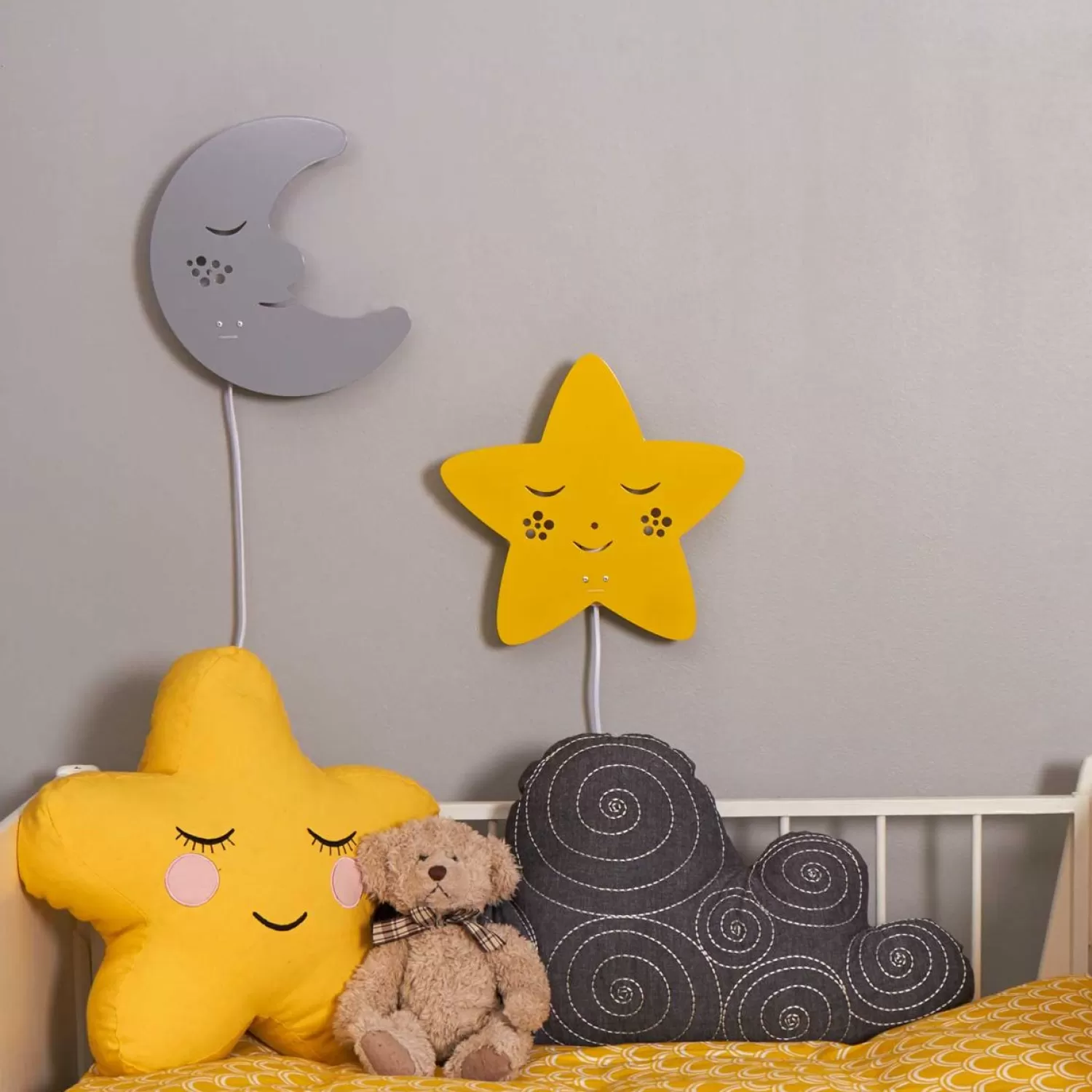 Roommate Kids Lamps<Moon Wall Lamp, Grey