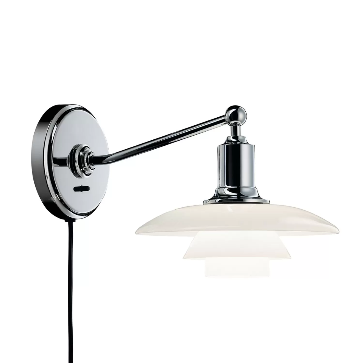 Louis Poulsen Wall Lights<Ph 2/1 Wall Lamp, Chrome Plated/White Opal Glass