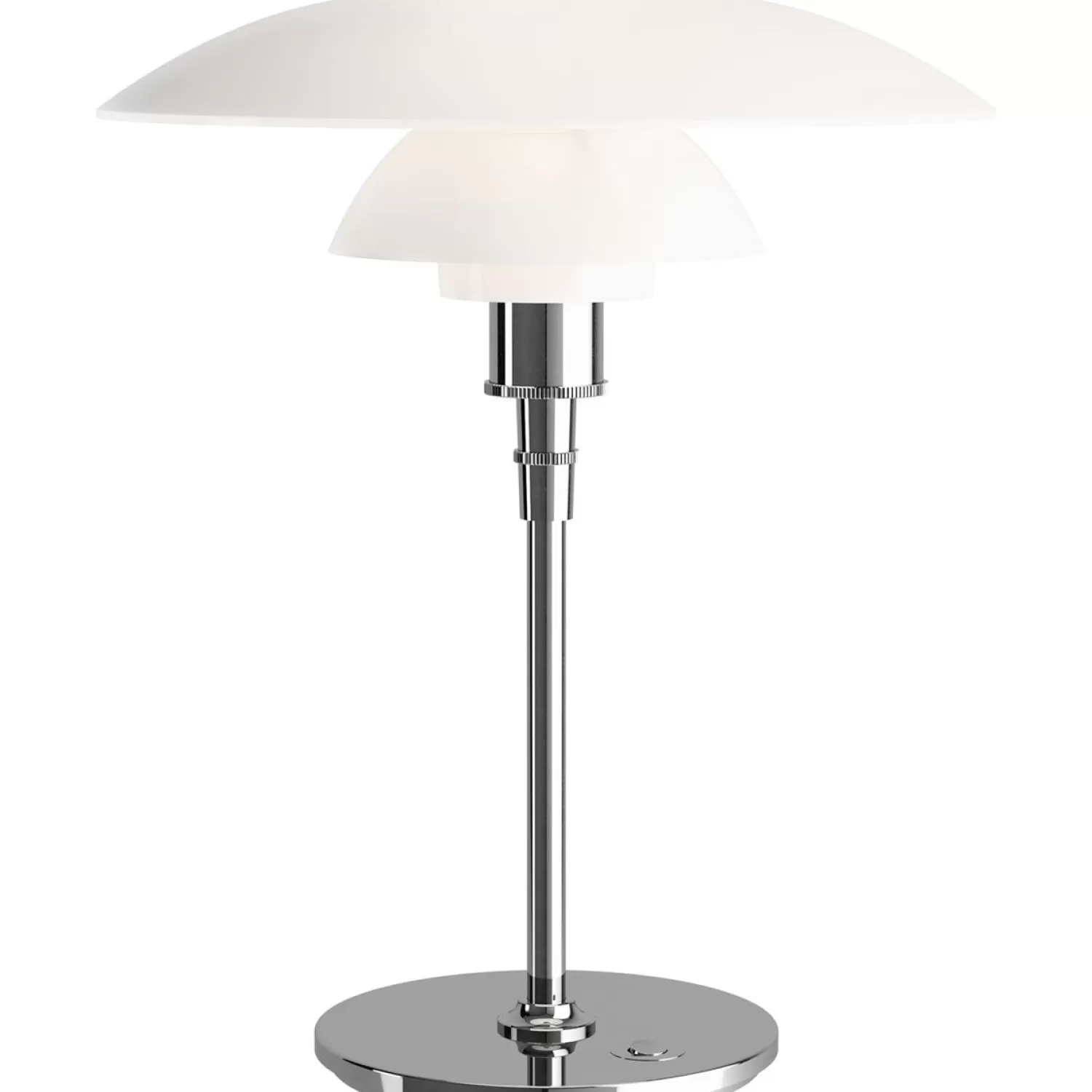 Louis Poulsen Bedside Lamps<Ph 4½-3½ Glass Table, Chrome Plated/White Opal Glass