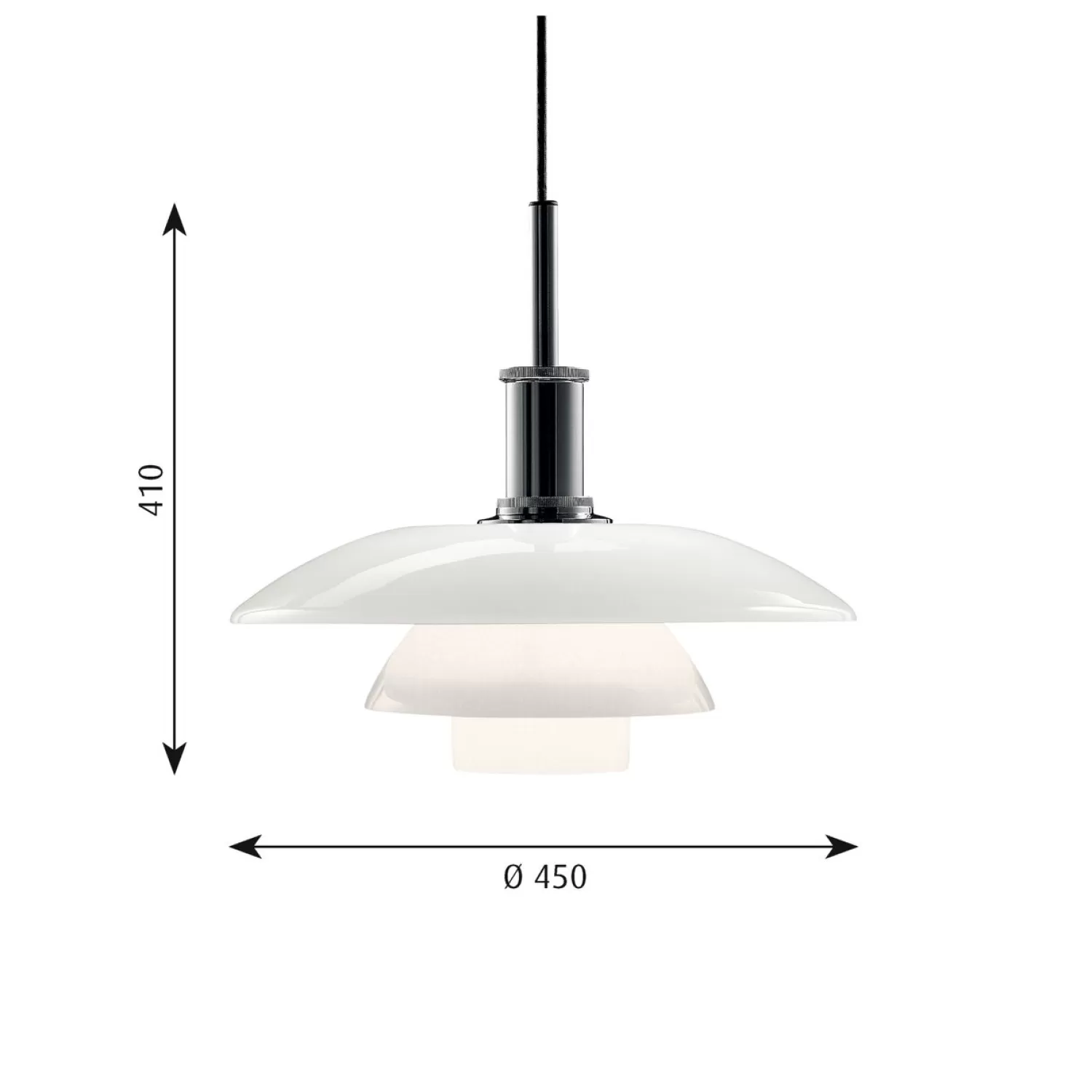 Louis Poulsen Pendant Lamps<Ph 4½-4 Glass Pendant Light, Chrome Plated/Opal