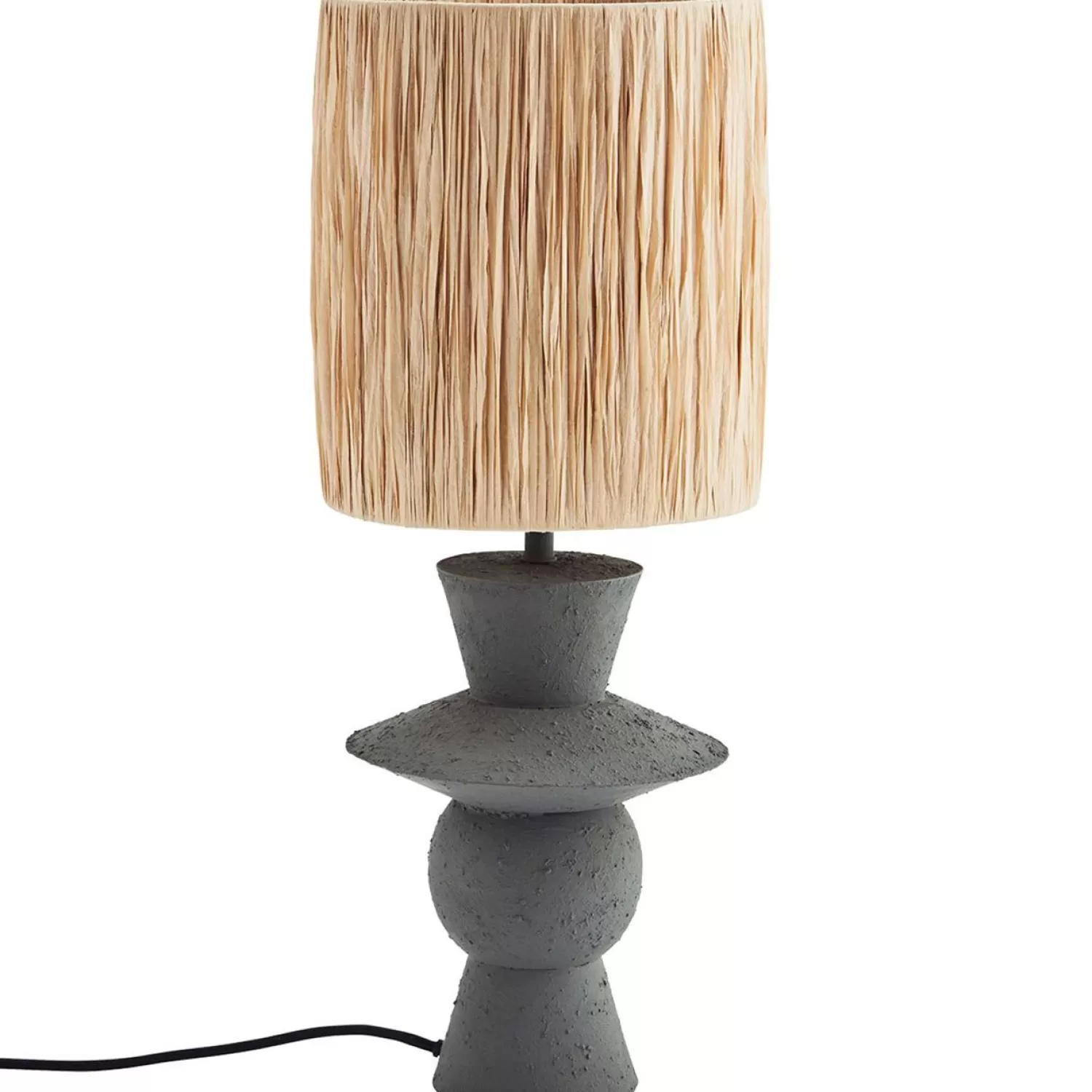 Madam Stoltz Table Lamps<Table Lamp Raphia / Iron, Grey