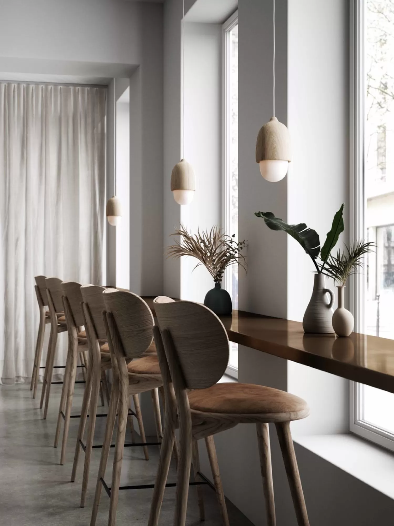 Mater Pendant Lamps<Terho Pendant Matt Lacquered Linden Wood / Opal Glass